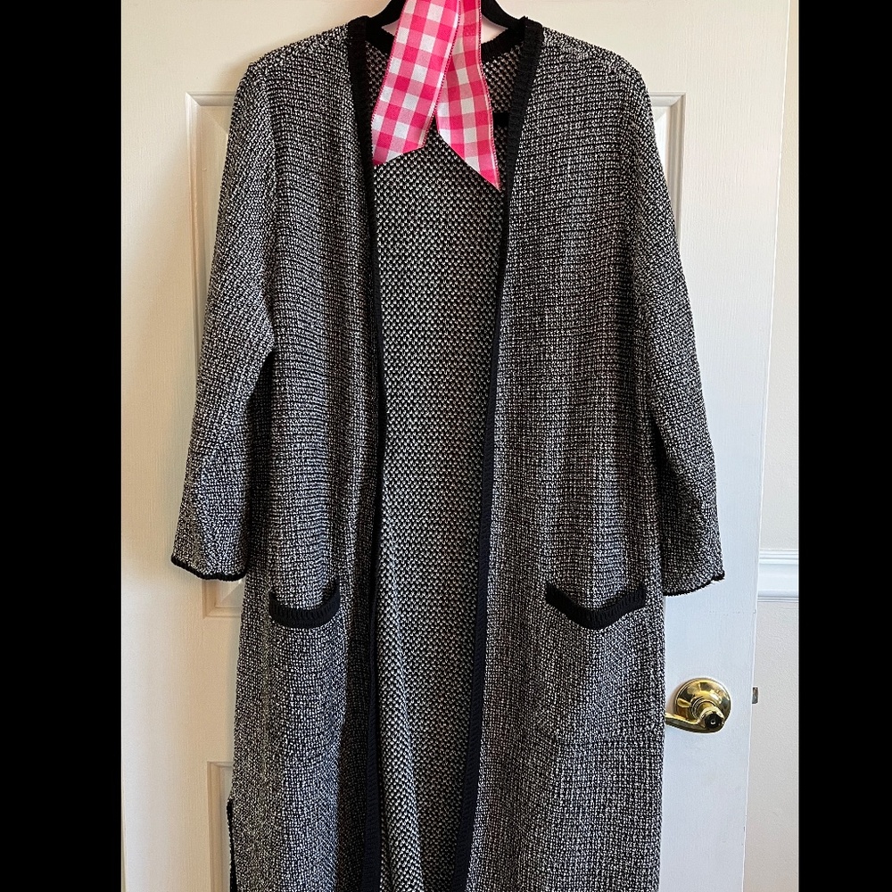 J. Jill Wearever Collection Long Textured Tweed Cardi Duster Cardigan XL P